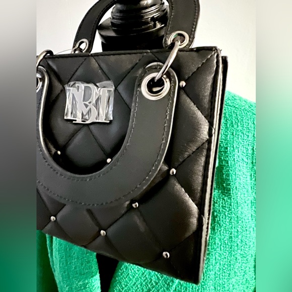 ✨ Badgley Mischka 🌱 Vegan Leather 😍 Small Handle Tote 👜 With Studs & Quilting - Picture 3 of 7